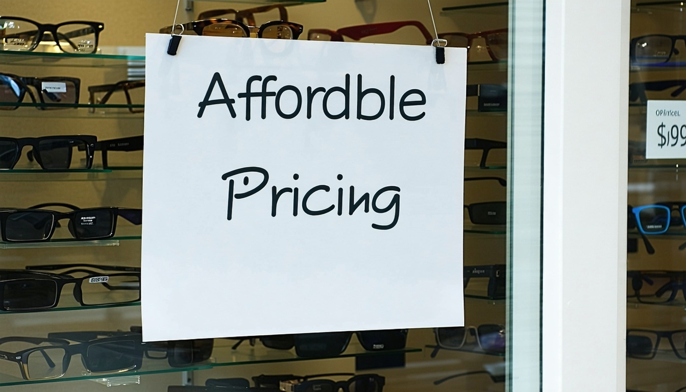 Affordable pricing sign at optical store
